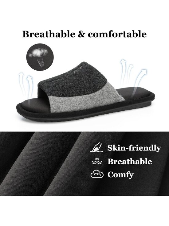 Men\'s Charcoal Black Cozy Memory Foam Anti Skid Slip On House Slipper Shoes main image 6